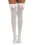 Blackheart White & Pastel Pink Bow Thigh Highs, , hi-res