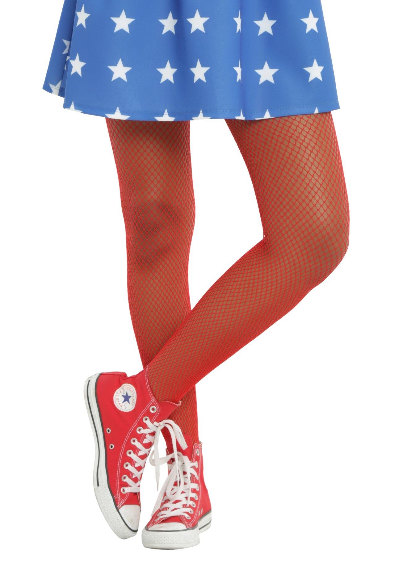 Blackheart Red Fishnet Tights, , hi-res