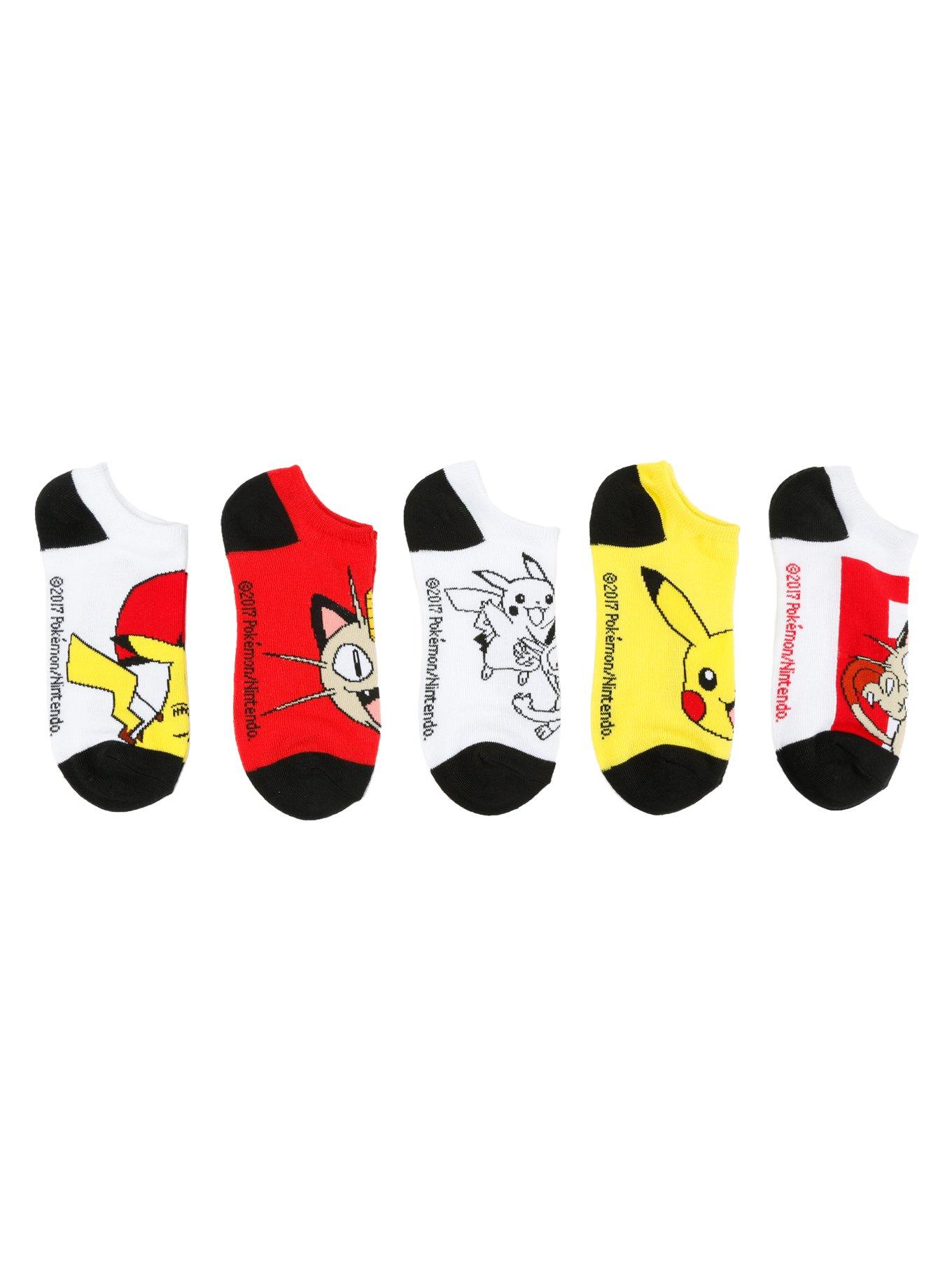 Pokemon Pikachu & Meowth No-Show Socks 5 Pair, , hi-res