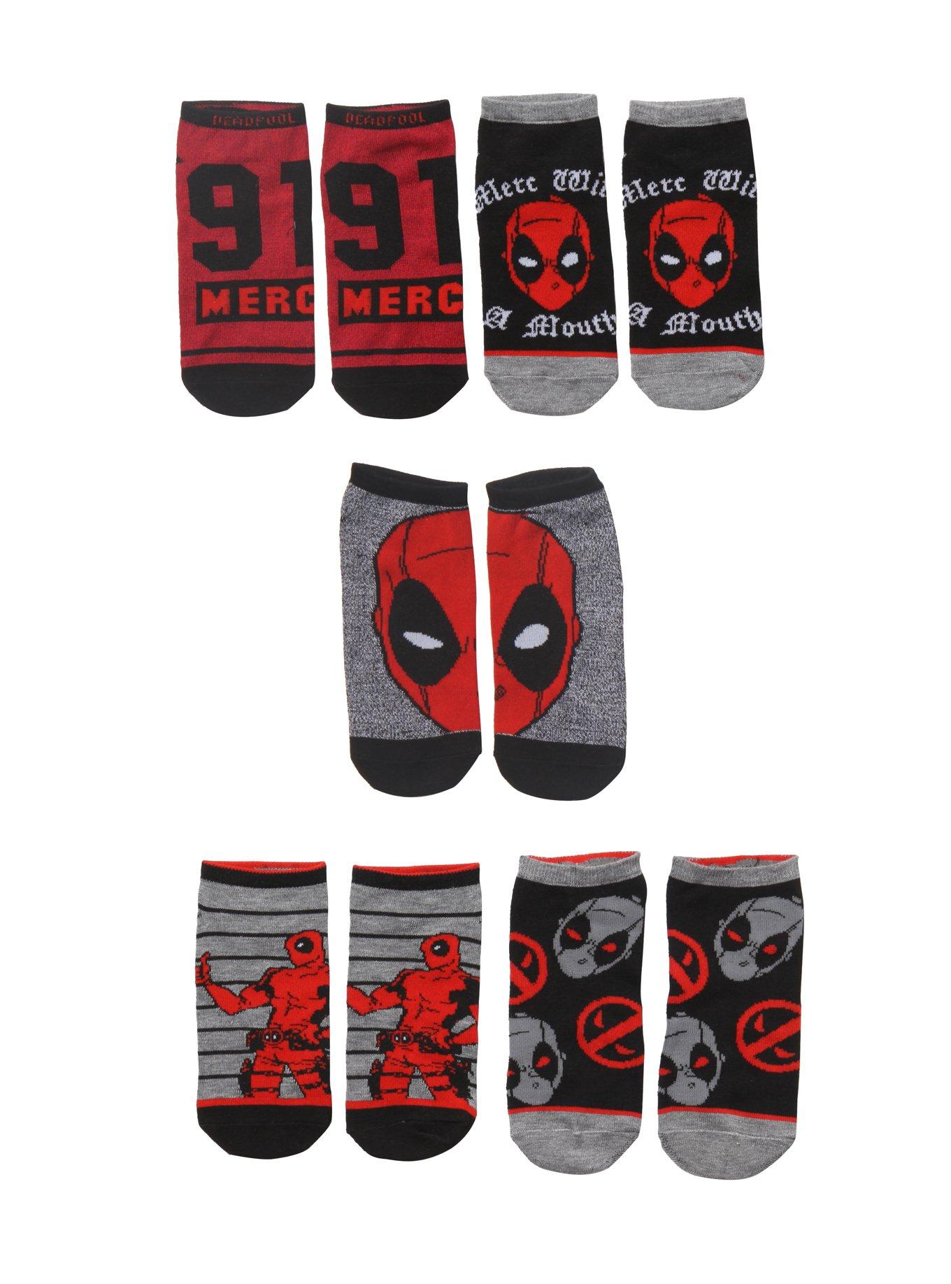 Marvel Deadpool No-Show Sock 5 Pair, , hi-res