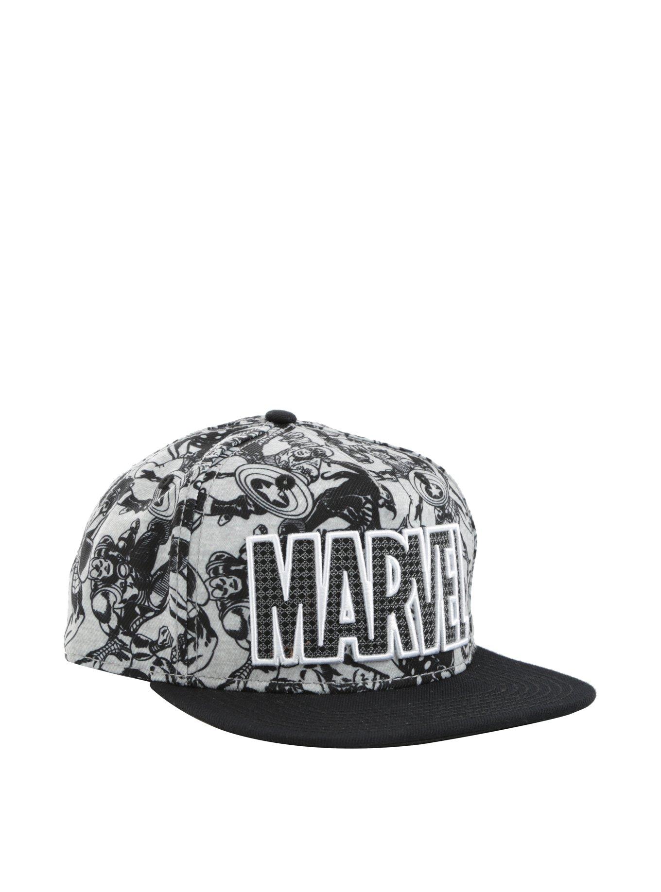 Marvel Logo Comic Print Snapback Hat, , hi-res