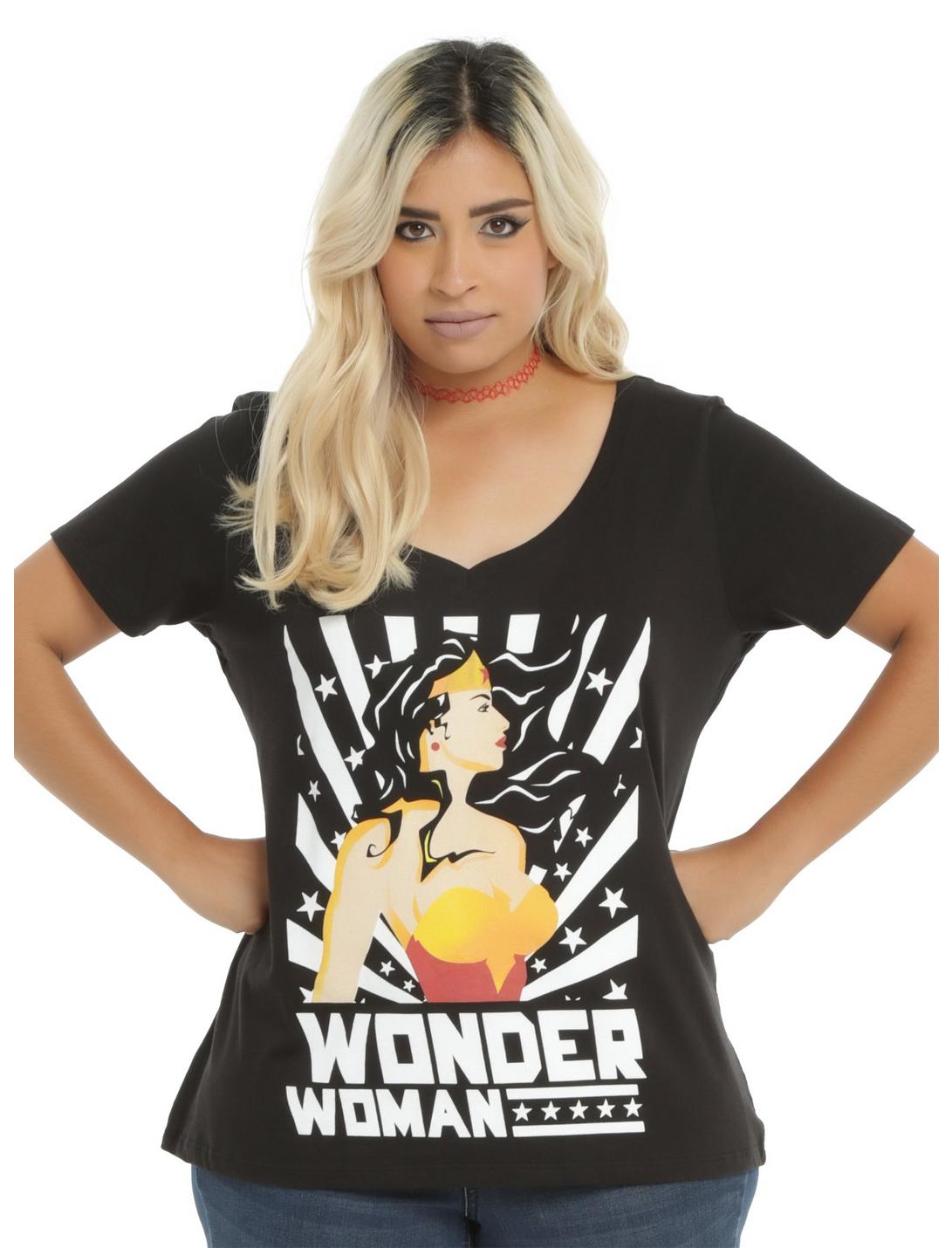 DC Comics Wonder Woman Sun Burst Girls T-Shirt Plus Size, BLACK, hi-res