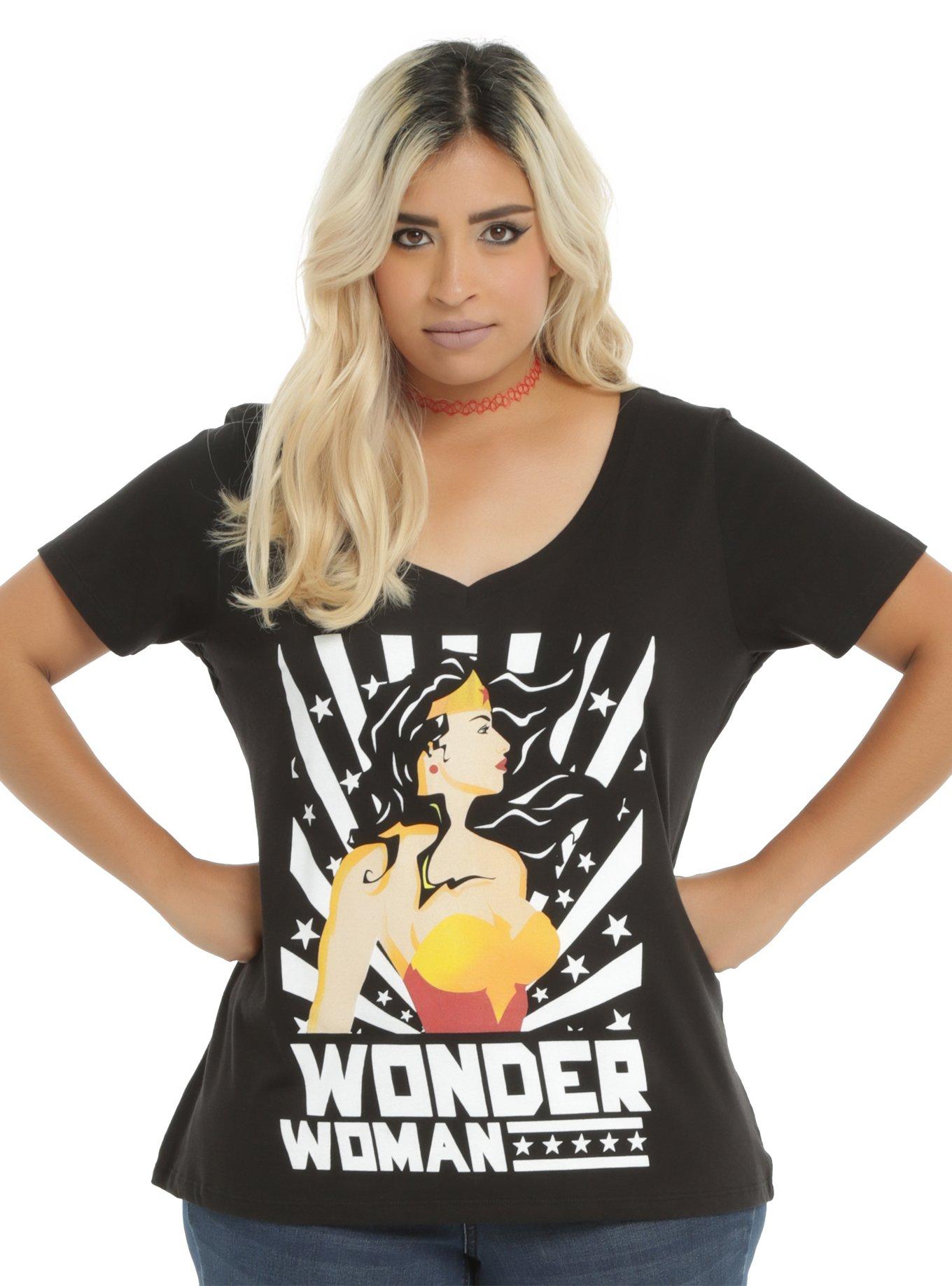 DC Comics Wonder Woman Sun Burst Girls T-Shirt Plus Size, BLACK, hi-res