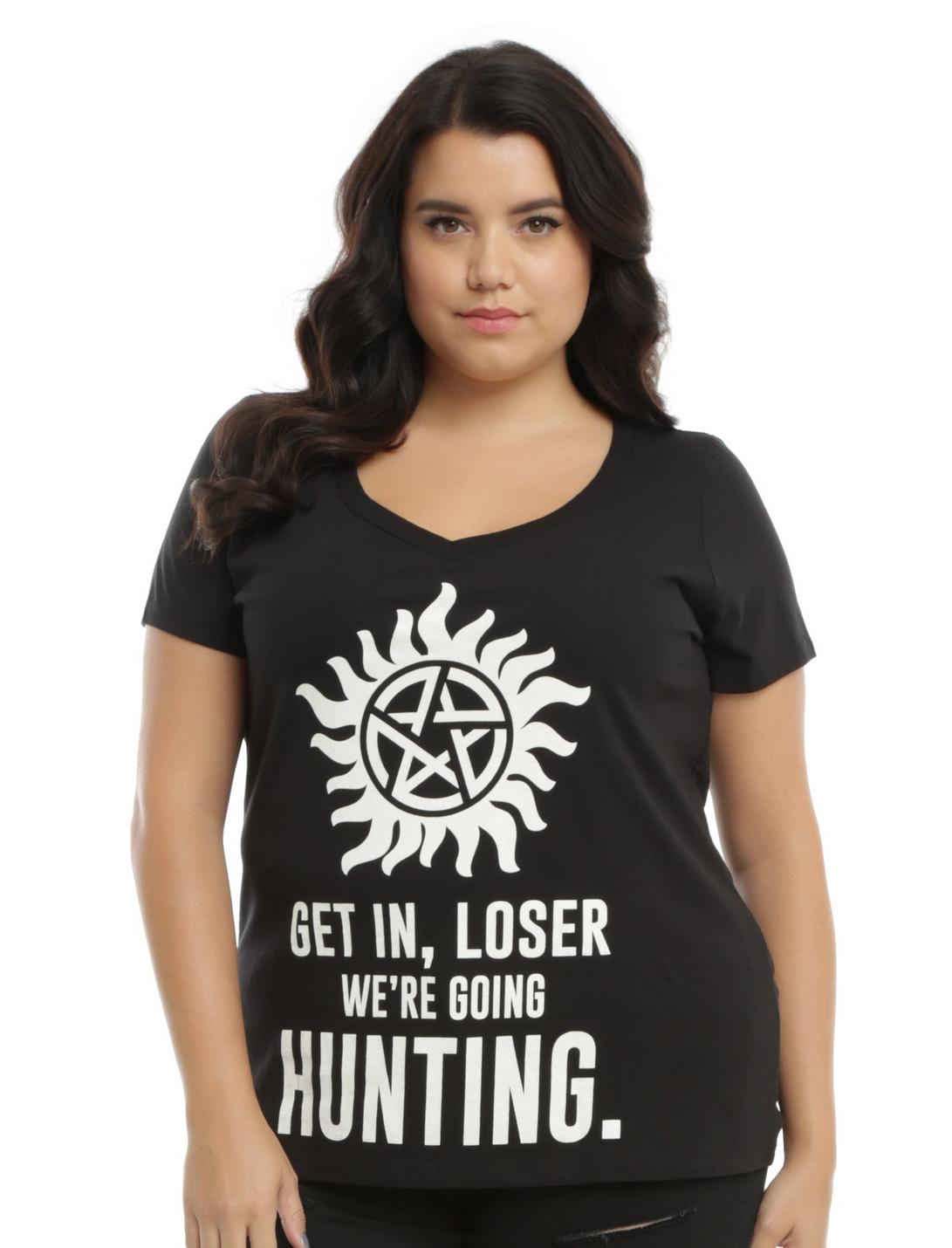 Supernatural Get In Loser Girls T-Shirt Plus Size, BLACK, hi-res