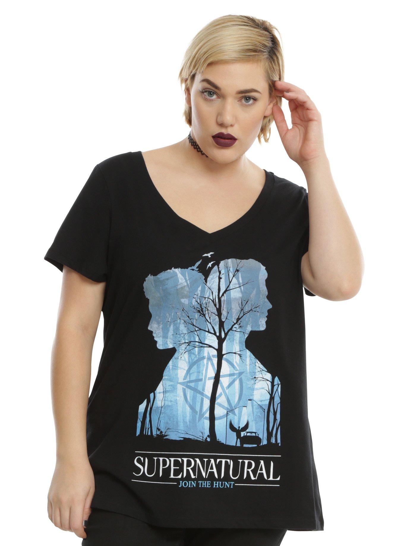 Supernatural Winchester Brothers Silhouette Girls T-Shirt Plus Size, BLACK, hi-res