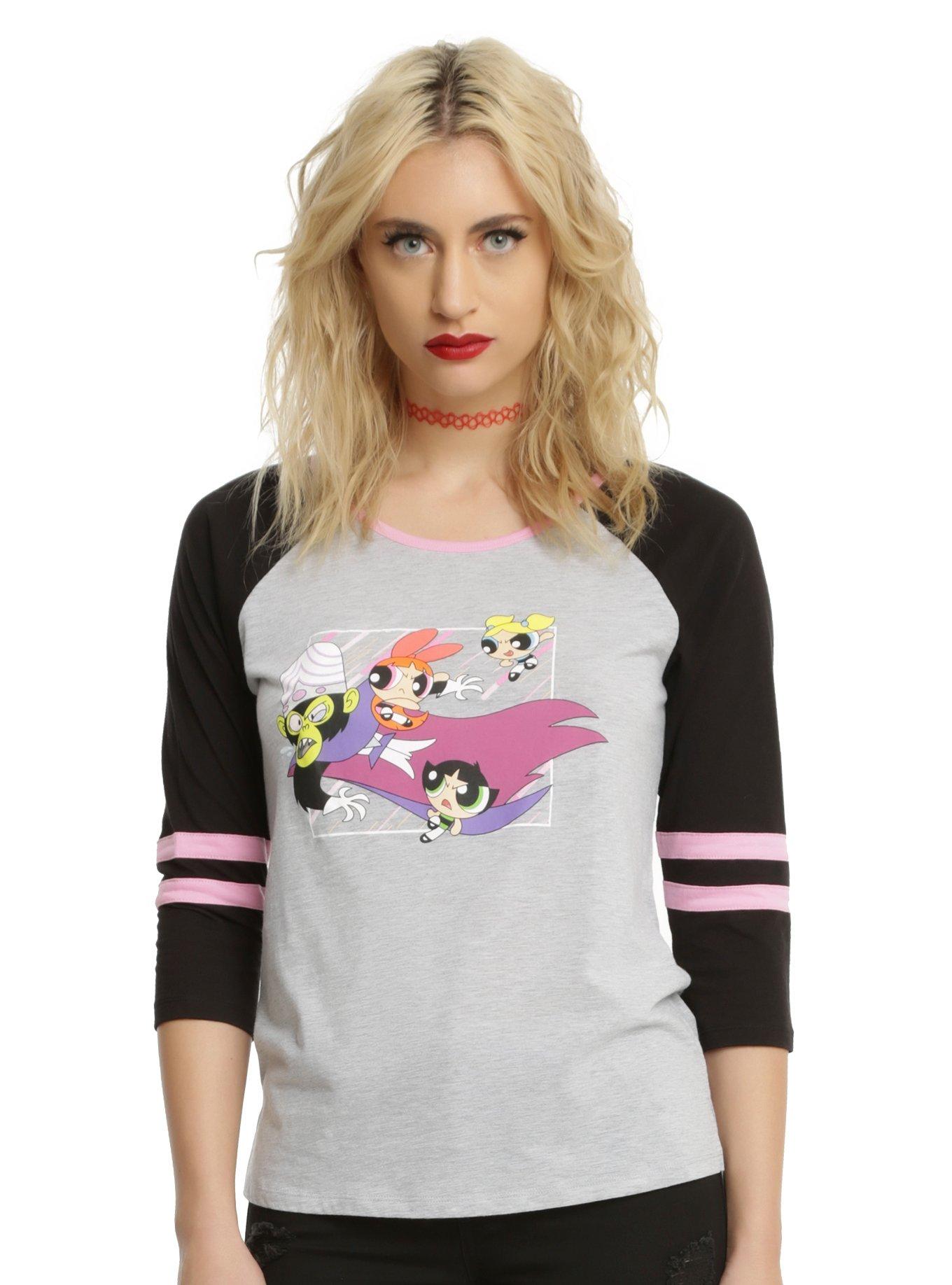 The Powerpuff Girls Mojo Jojo Punch Girls Raglan, GREY, hi-res