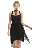 Black Asymmetrical Hem Hook & Eye Dress, BLACK, hi-res