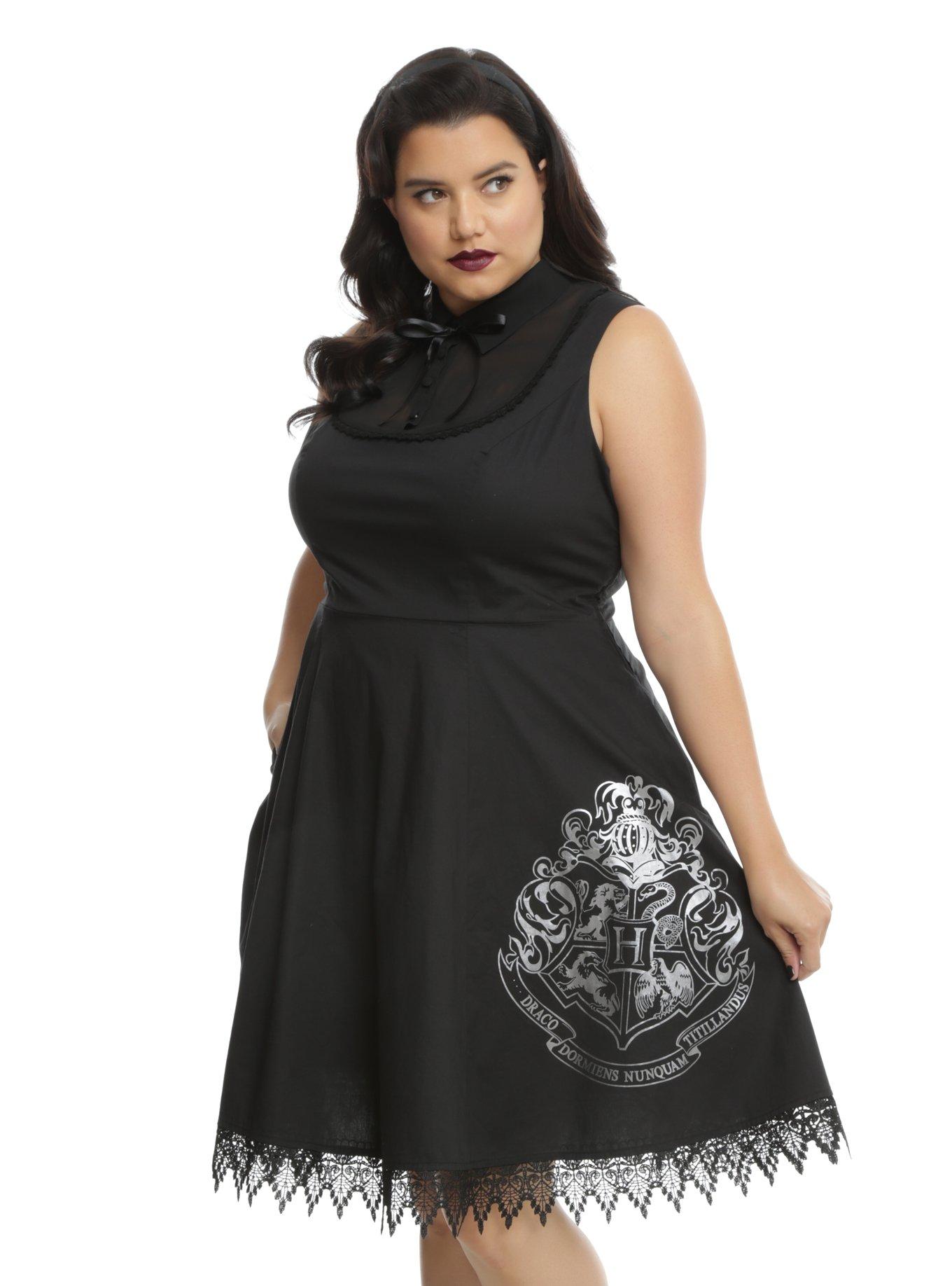 Harry Potter Hogwarts Collar Dress Plus Size, BLACK, hi-res