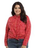 Harry Potter Gryffindor Plaid Girls Woven Button-Up Plus Size, RED, hi-res