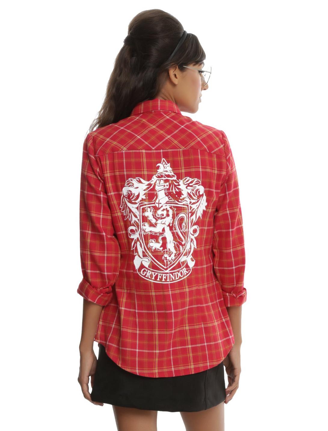 Harry Potter Gryffindor Plaid Girls Woven Button-Up, RED, hi-res