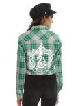 Harry Potter Slytherin Plaid Girls Woven Button-Up, GREEN, hi-res