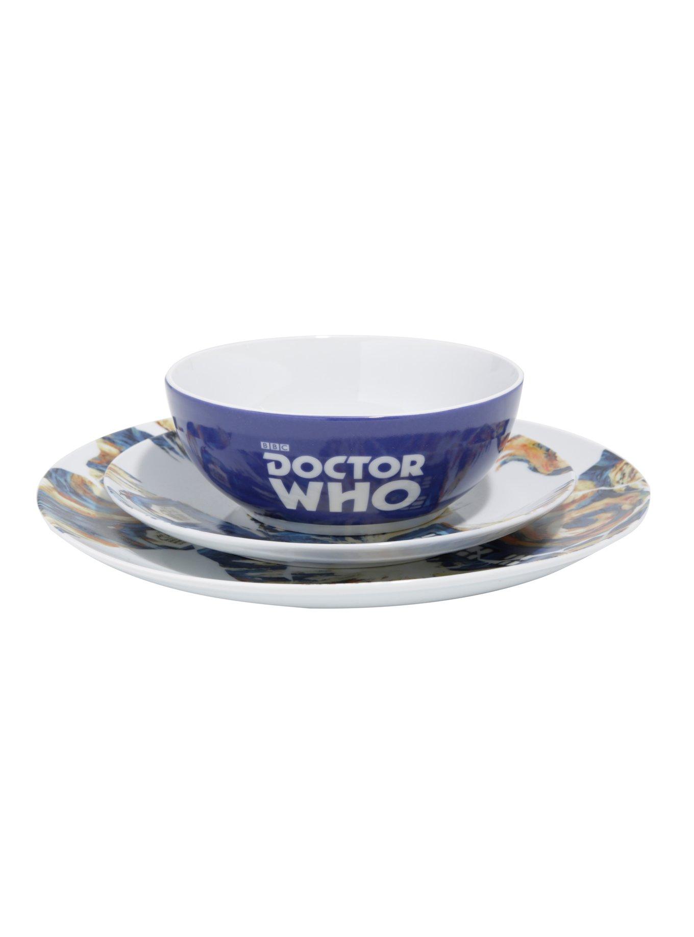 BBC Doctor Who Ceramic Plates Exploding Tardis 10" Set of Four BRAND NEW!!! 