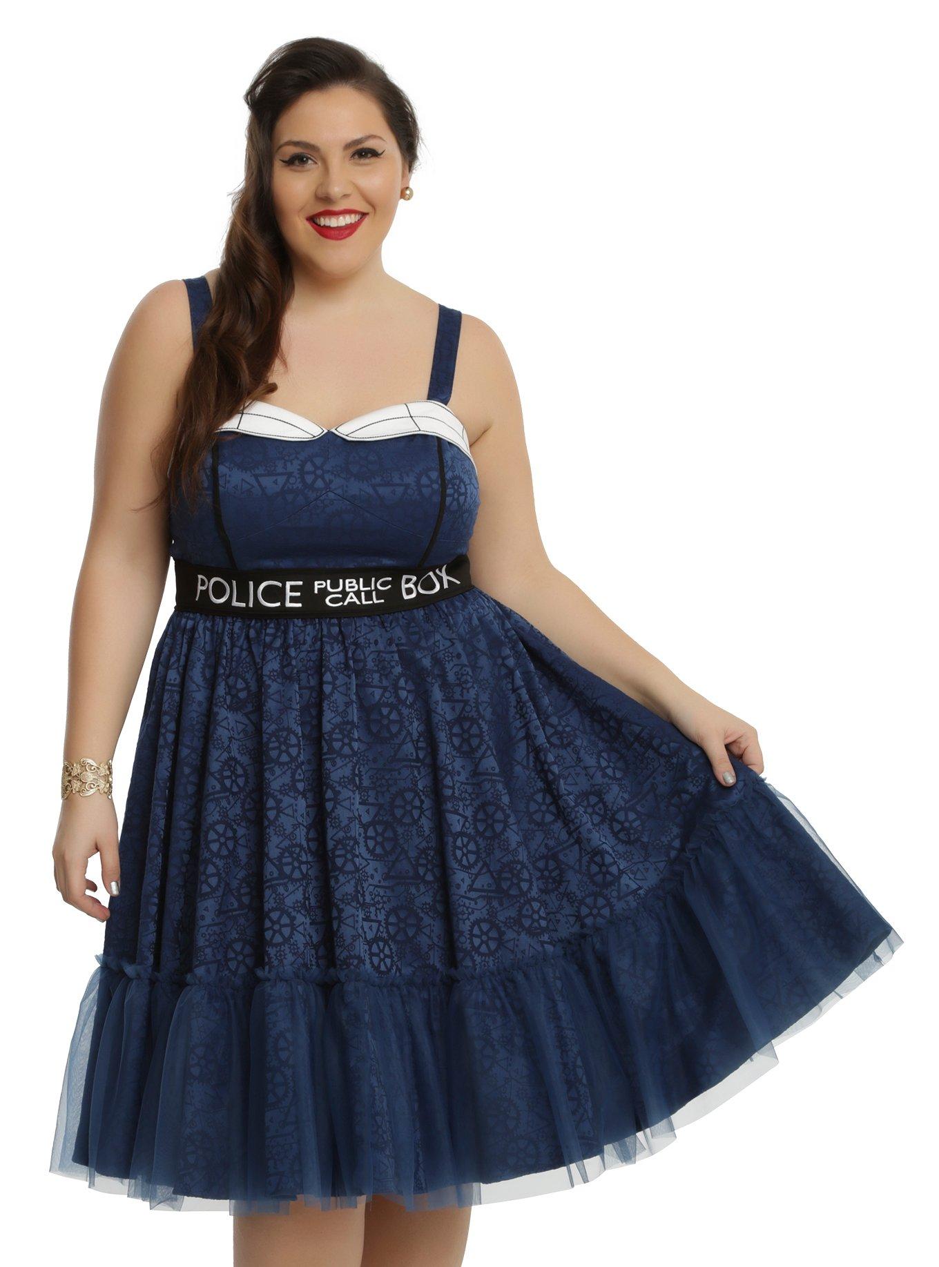 Doctor Who TARDIS Dress Plus Size, BLUE, hi-res