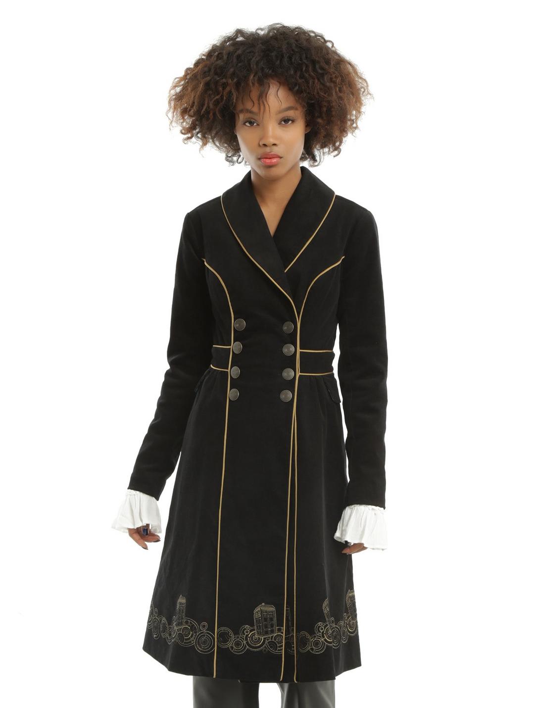 Doctor Who Embroidered TARDIS Girls Corduroy Coat, BLUE, hi-res