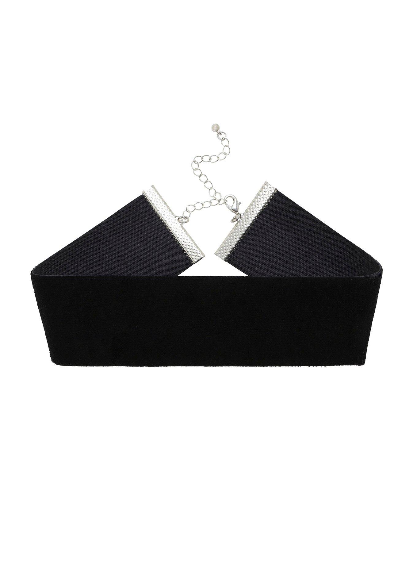 Blackheart Wide Black Velvet Choker, , hi-res