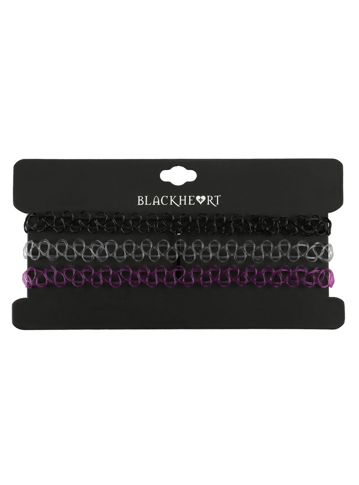 Blackheart Purple Grey & Black Tattoo Choker Set, , hi-res