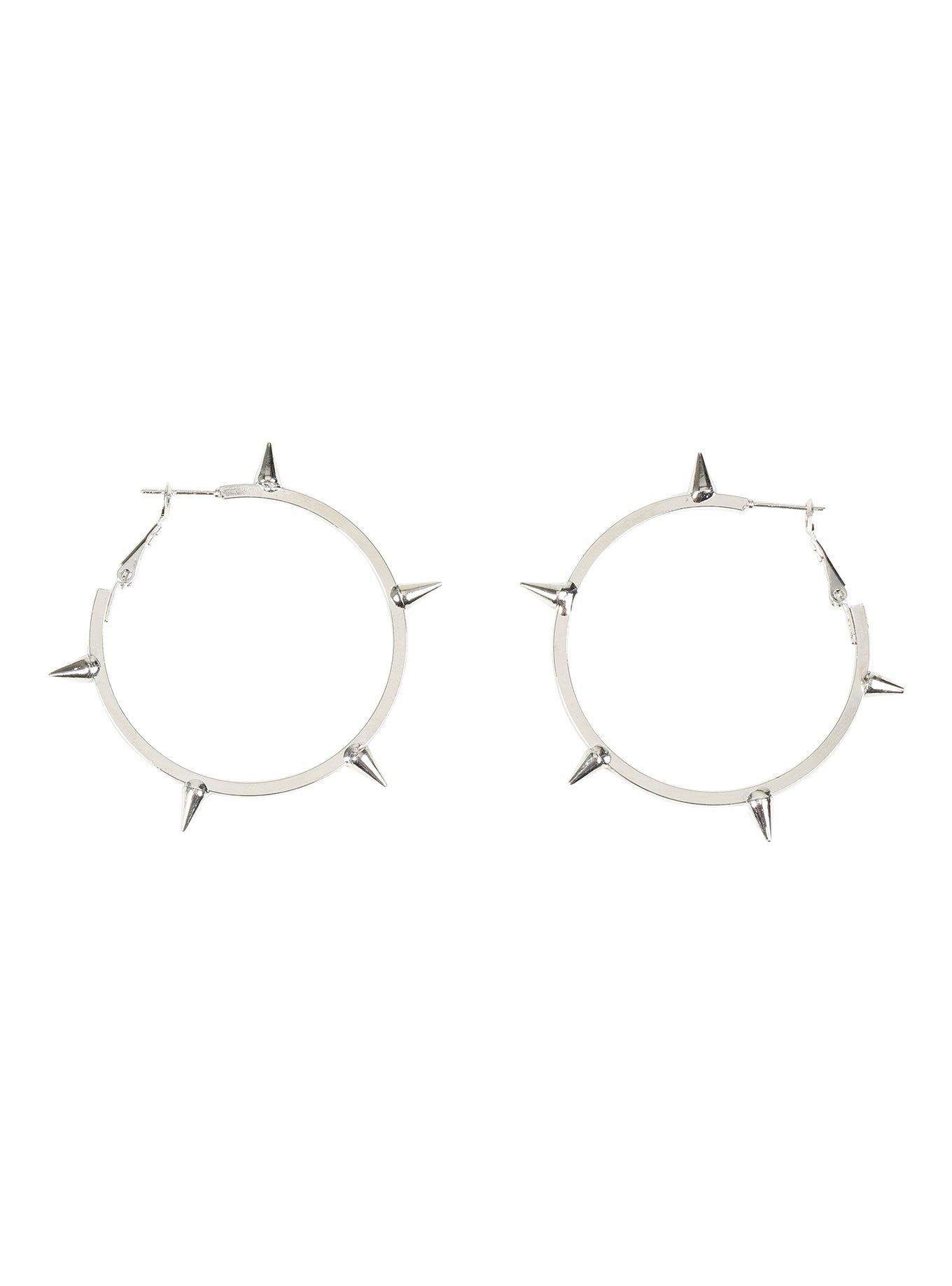 Blackheart Silver Spiked Hoop Earrings