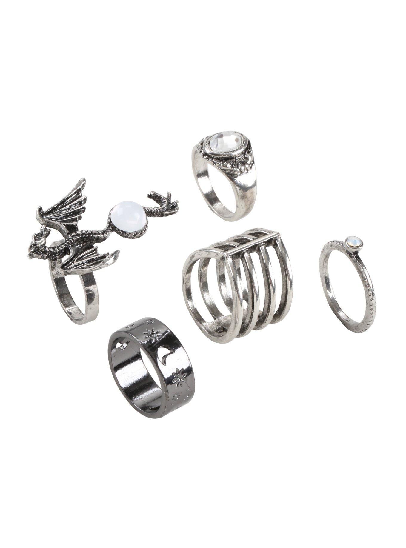 Blackheart Dragon Ring Set | Hot Topic