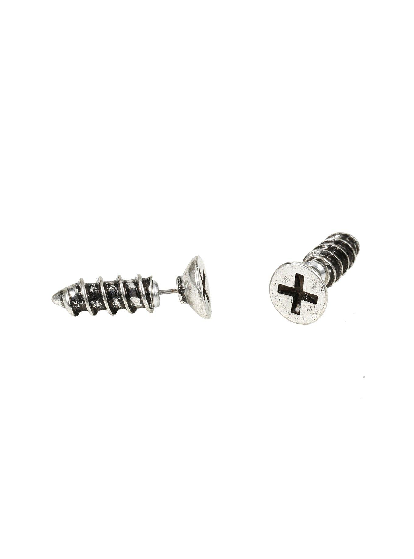 Blackheart Screw Tunnel Earrings, , hi-res