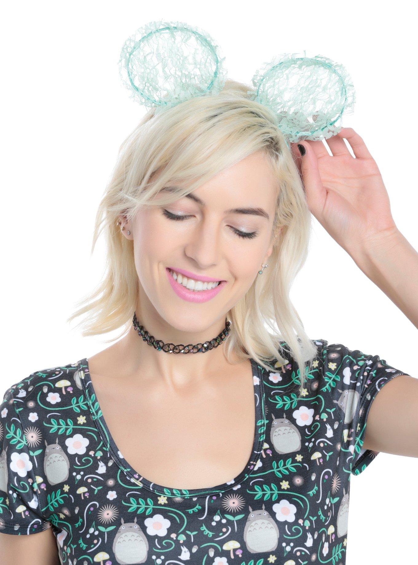 Mint Lace Mouse Ear Headband, , hi-res