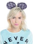 Plum Lace Mouse Ear Headband, , hi-res