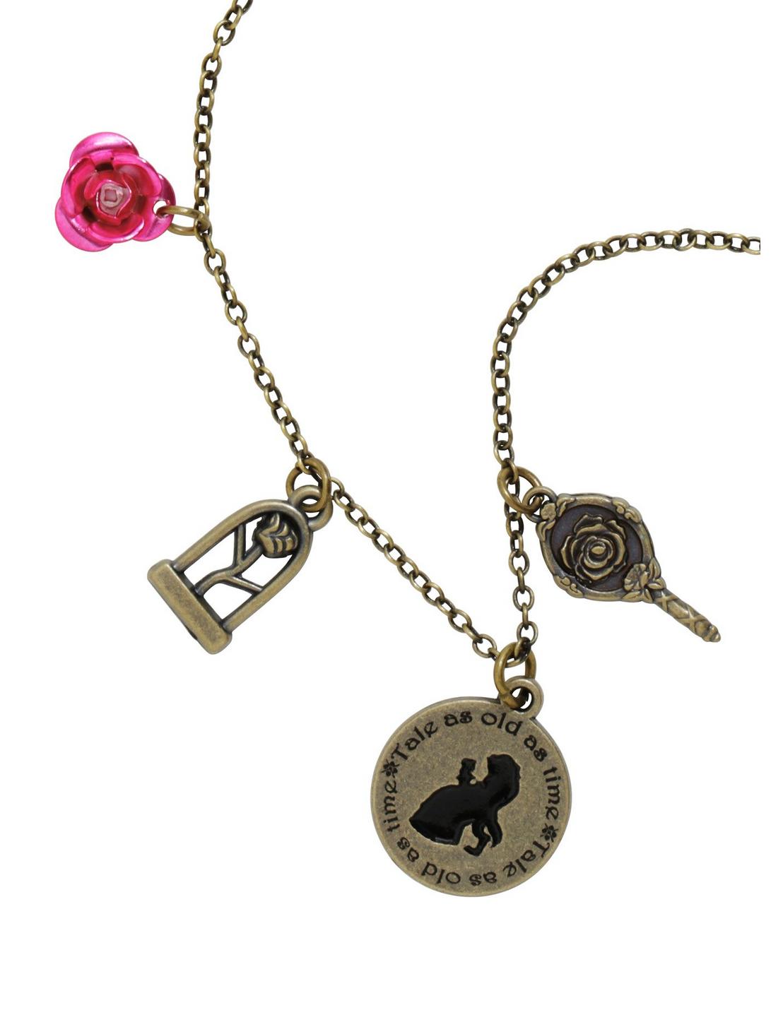 Disney Beauty And The Beast Charm Necklace, , hi-res