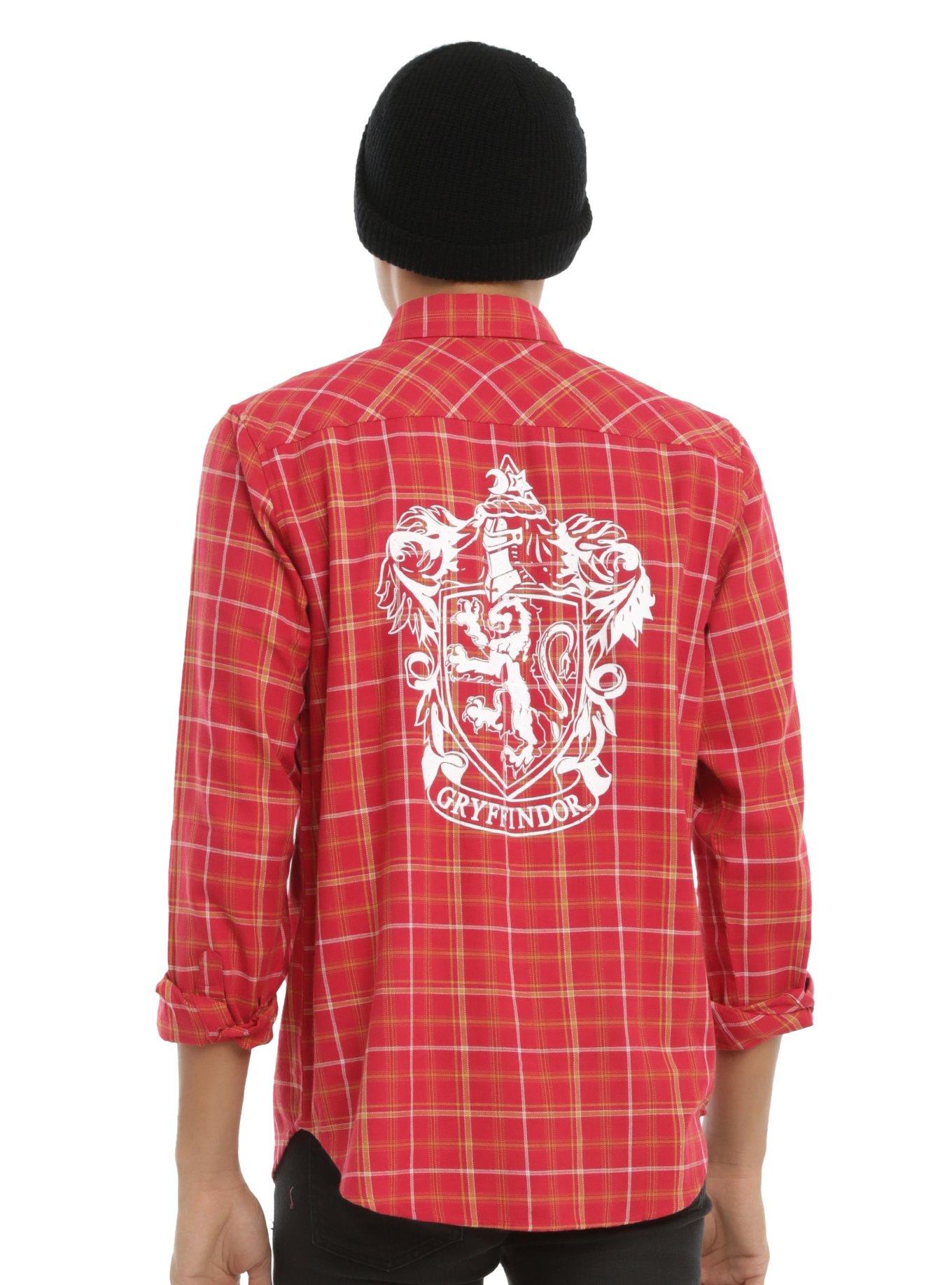 Harry Potter Gryffindor Plaid Woven Button-Up, RED, hi-res