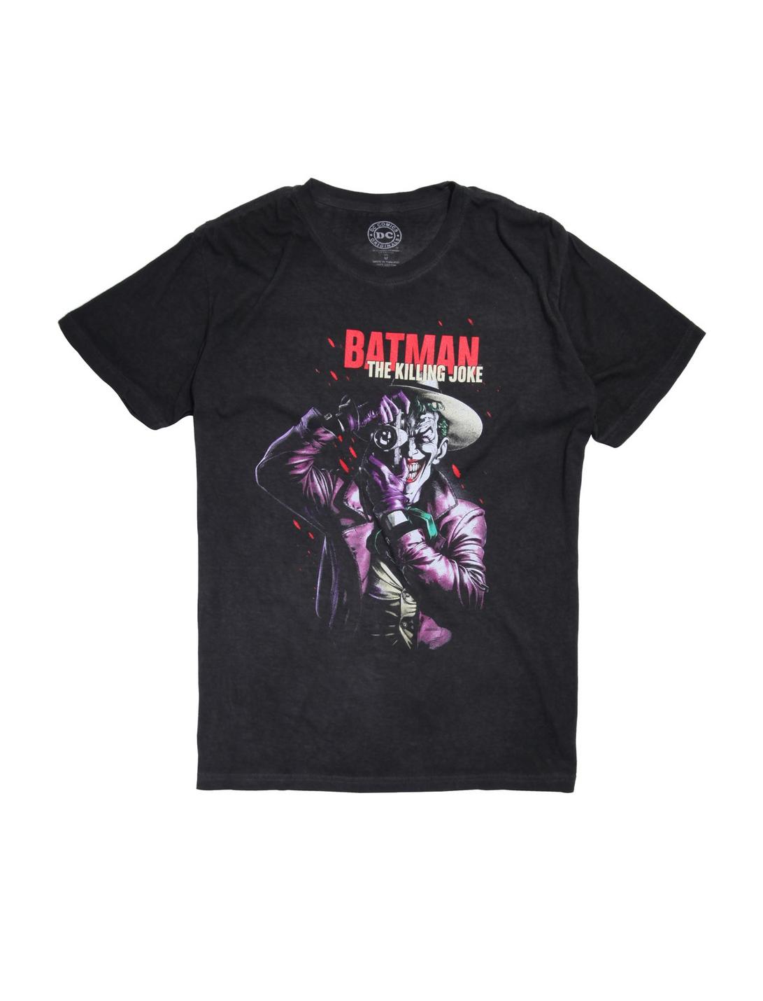 DC Comics Batman The Killing Joke Poster Oil Wash T-Shirt, BLACK, hi-res