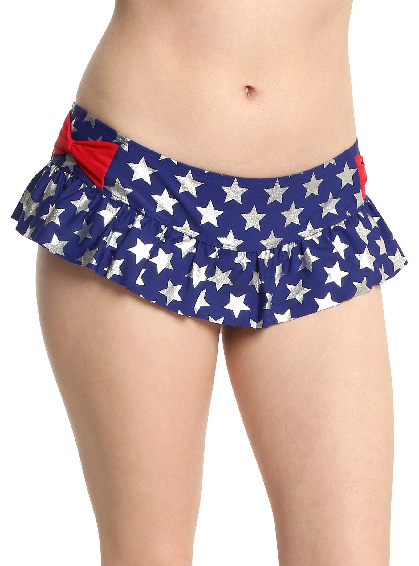 DC Comics Wonder Woman Ruffled Swim Bottoms, BLUE, hi-res