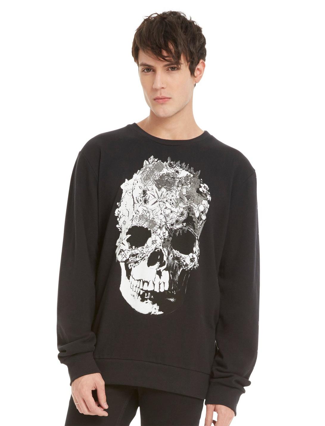 XXX RUDE Black Floral Skull Print Sweatshirt | Hot Topic
