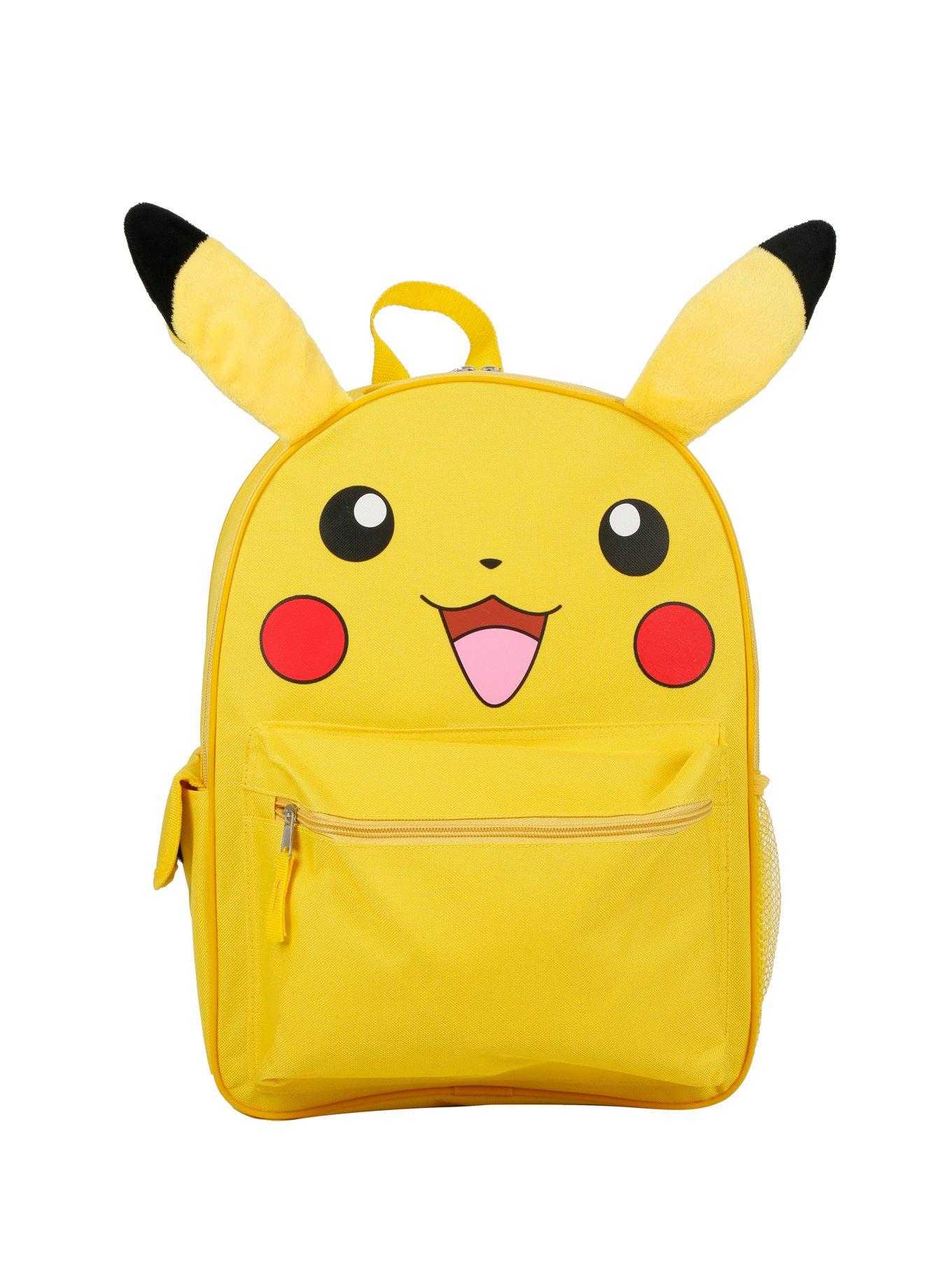 POKEMON PIKACHU CHARACTER SOFT TOY SCHOOL BAG BACKPACK 40 cm TALL ZIPPED  POUCH