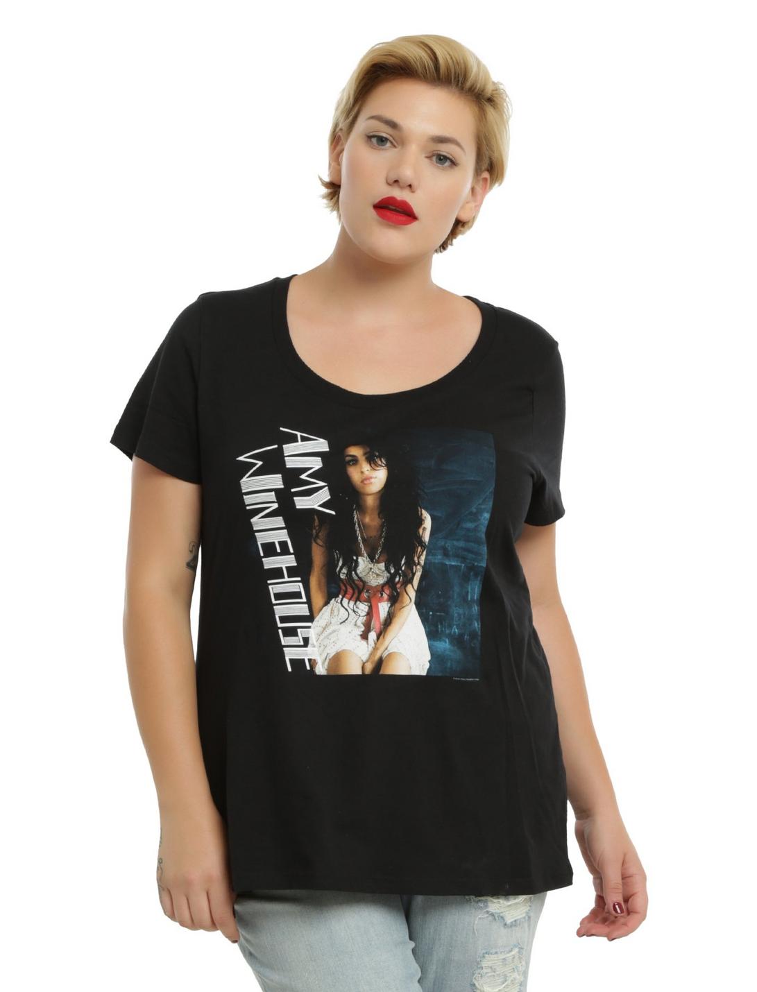 Amy Winehouse Photo Girls T-Shirt Plus Size, BLACK, hi-res