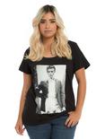 David Bowie Black & White Photo Girls T-Shirt Plus Size, BLACK, hi-res