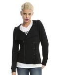 Black Fleece Lace-Up Girls Jacket, BLACK, hi-res