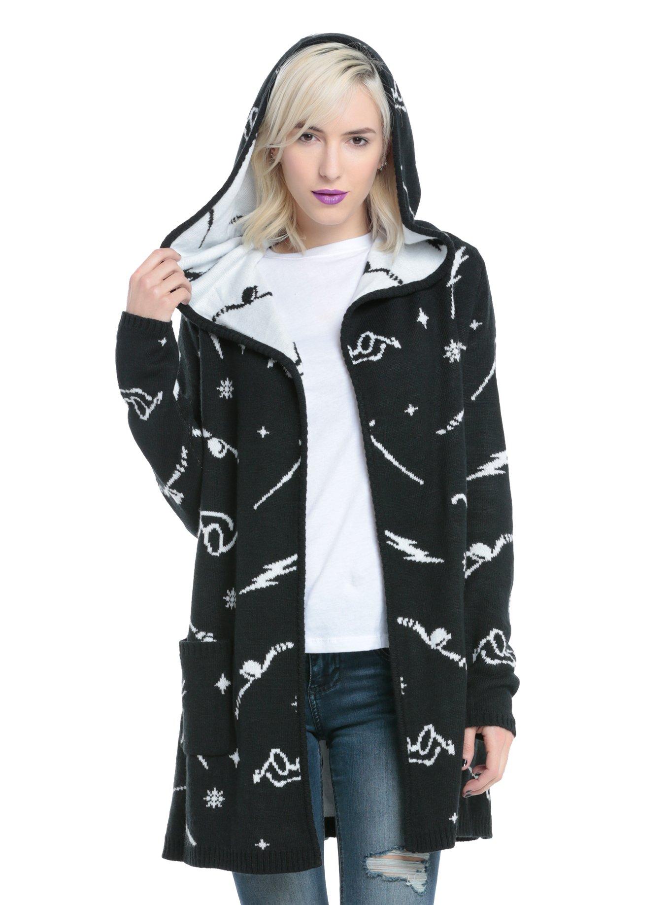 Harry Potter Symbols Girls Hooded Flyaway Cardigan, BLACK, hi-res