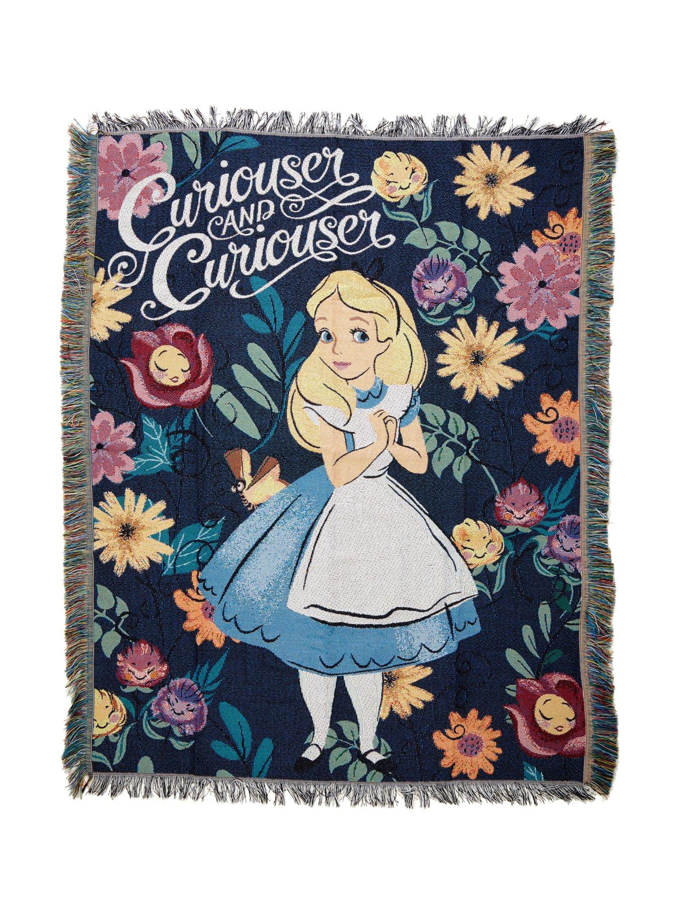 Disney Alice In Wonderland Curiouser And Curiouser Woven Tapestry Throw Blanket