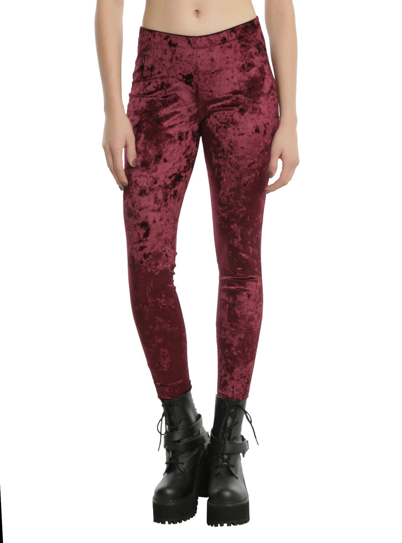 Blackheart Burgundy Velvet Leggings