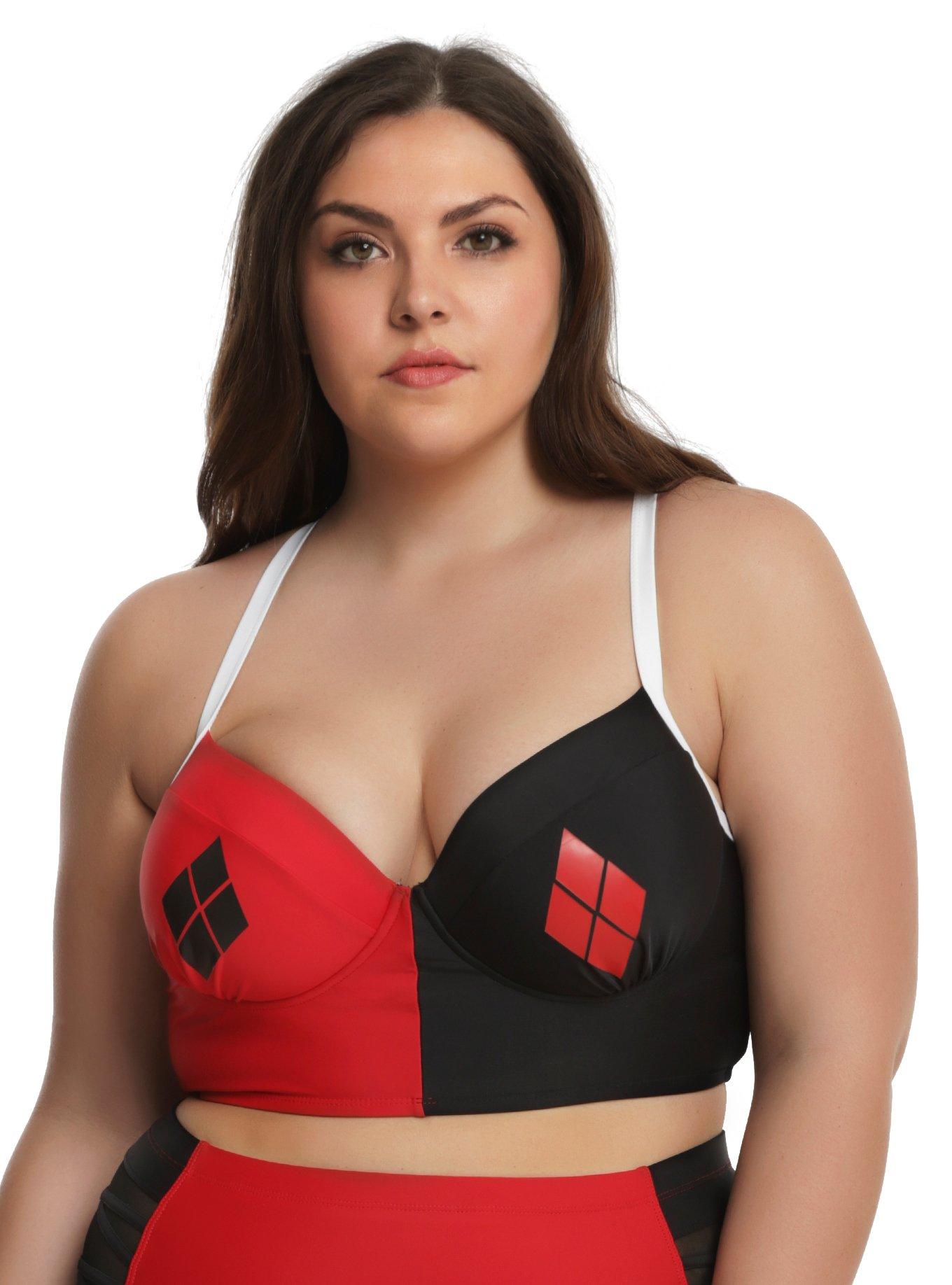 DC Comics Harley Quinn Swim Top Plus Size, MULTI, hi-res