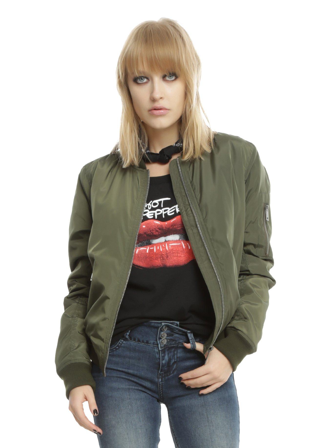 Olive Green Girls Bomber Jacket | Hot Topic