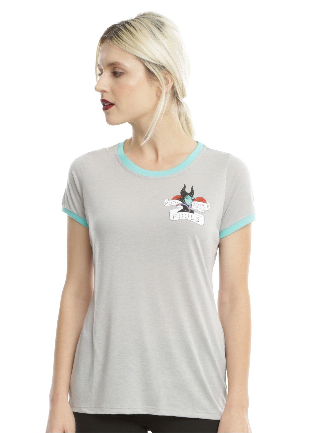 Disney Sleeping Beauty Maleficent Fools Girls Ringer T-Shirt, SILVER, hi-res