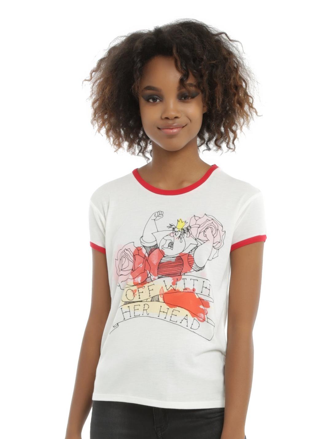 Disney Alice In Wonderland Queen Of Hearts Girls Ringer T-Shirt, WHITE, hi-res