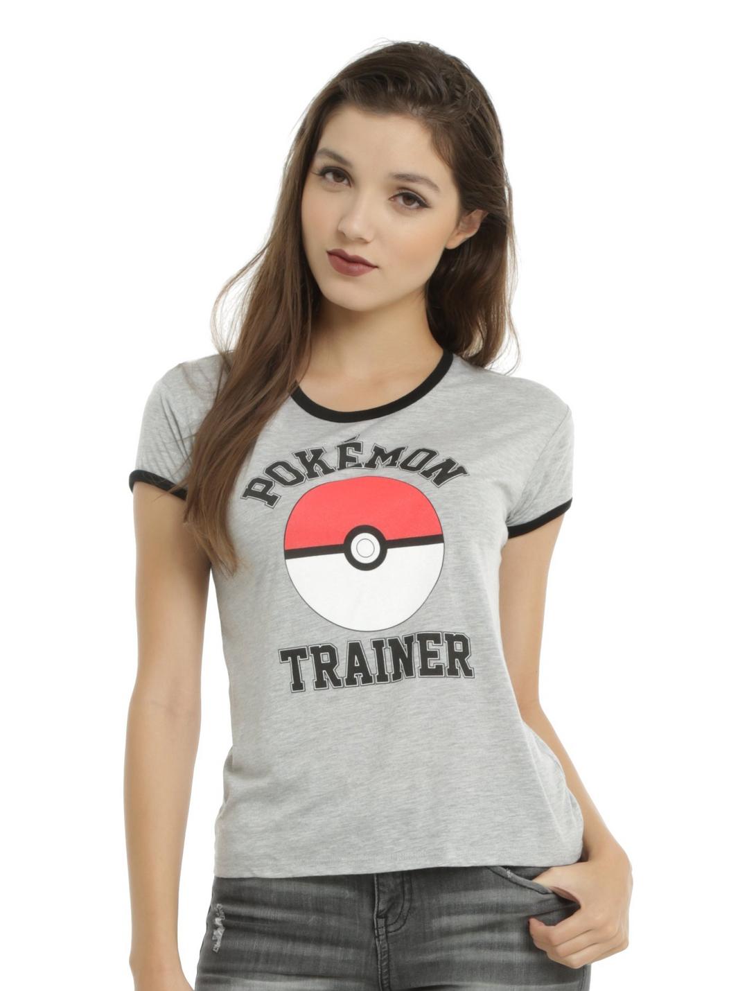 Pokemon Trainer Girls Ringer T-Shirt, GREY, hi-res