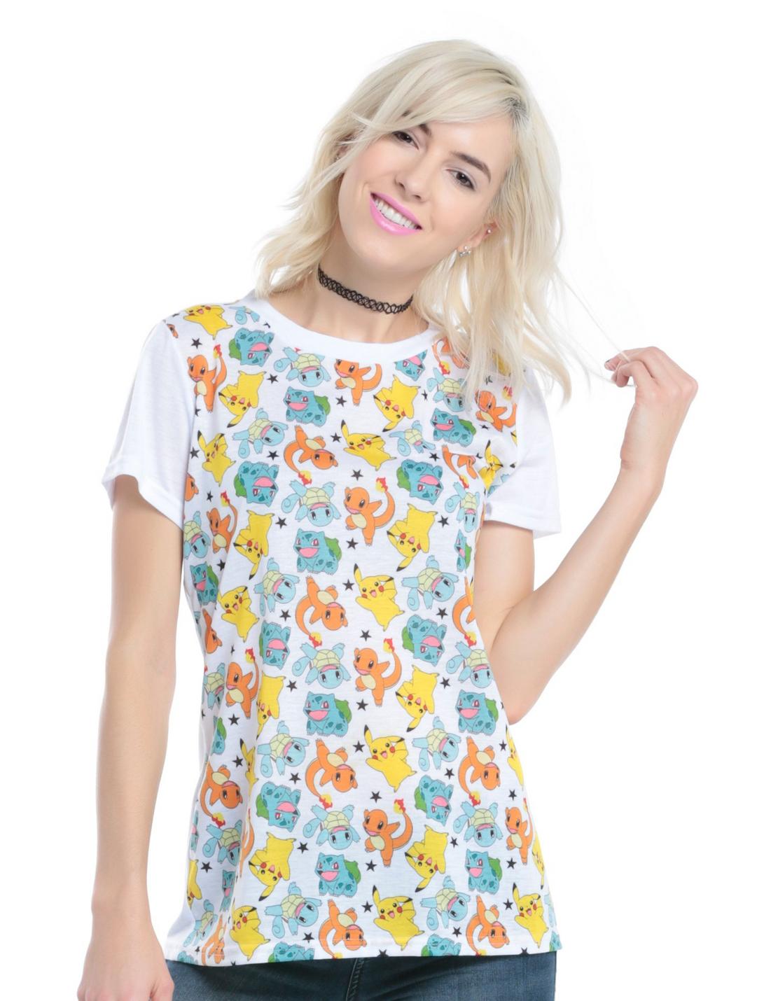 Pokémon Starters Allover Girls T-Shirt, WHITE, hi-res