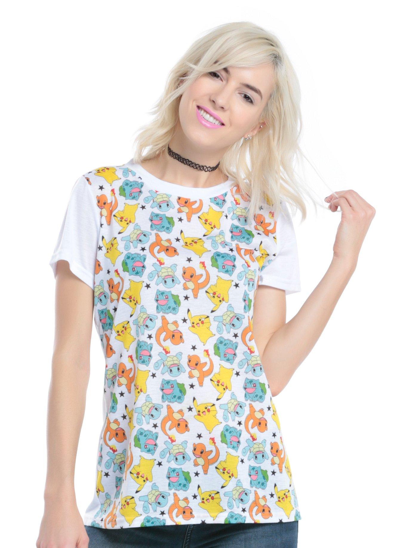 Pokémon Starters Allover Girls T-Shirt, WHITE, hi-res