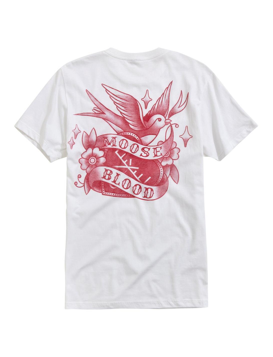 Moose Blood Sparrow Heart Tattoo T-Shirt, WHITE, hi-res