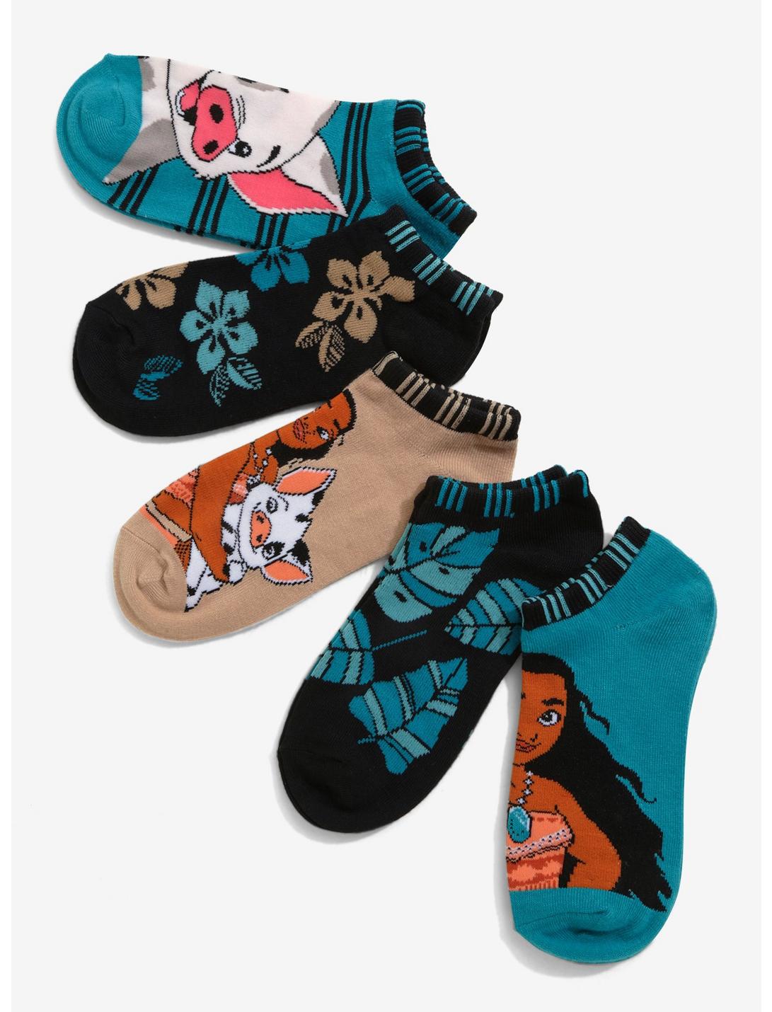 Disney Moana No-Show Socks 5 Pair, , hi-res