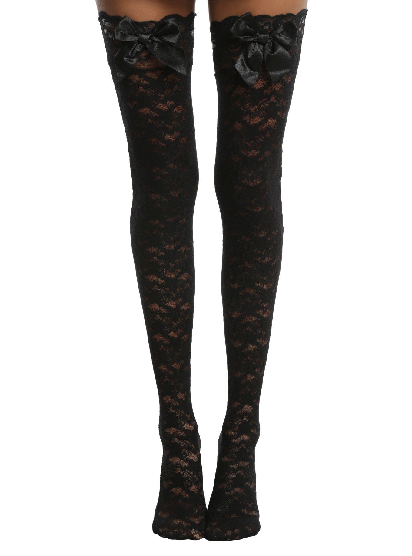 Blackheart Black Bow Lace Thigh Highs Hot Topic