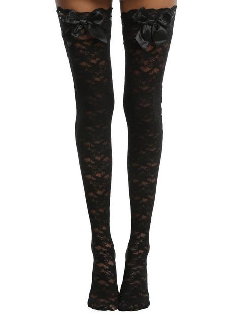 Blackheart Black Bow Lace Thigh Highs | Hot Topic