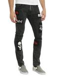 XRay Jeans 32" Inseam Grey Wash With Patches Super Skinny Jeans, GREY, hi-res