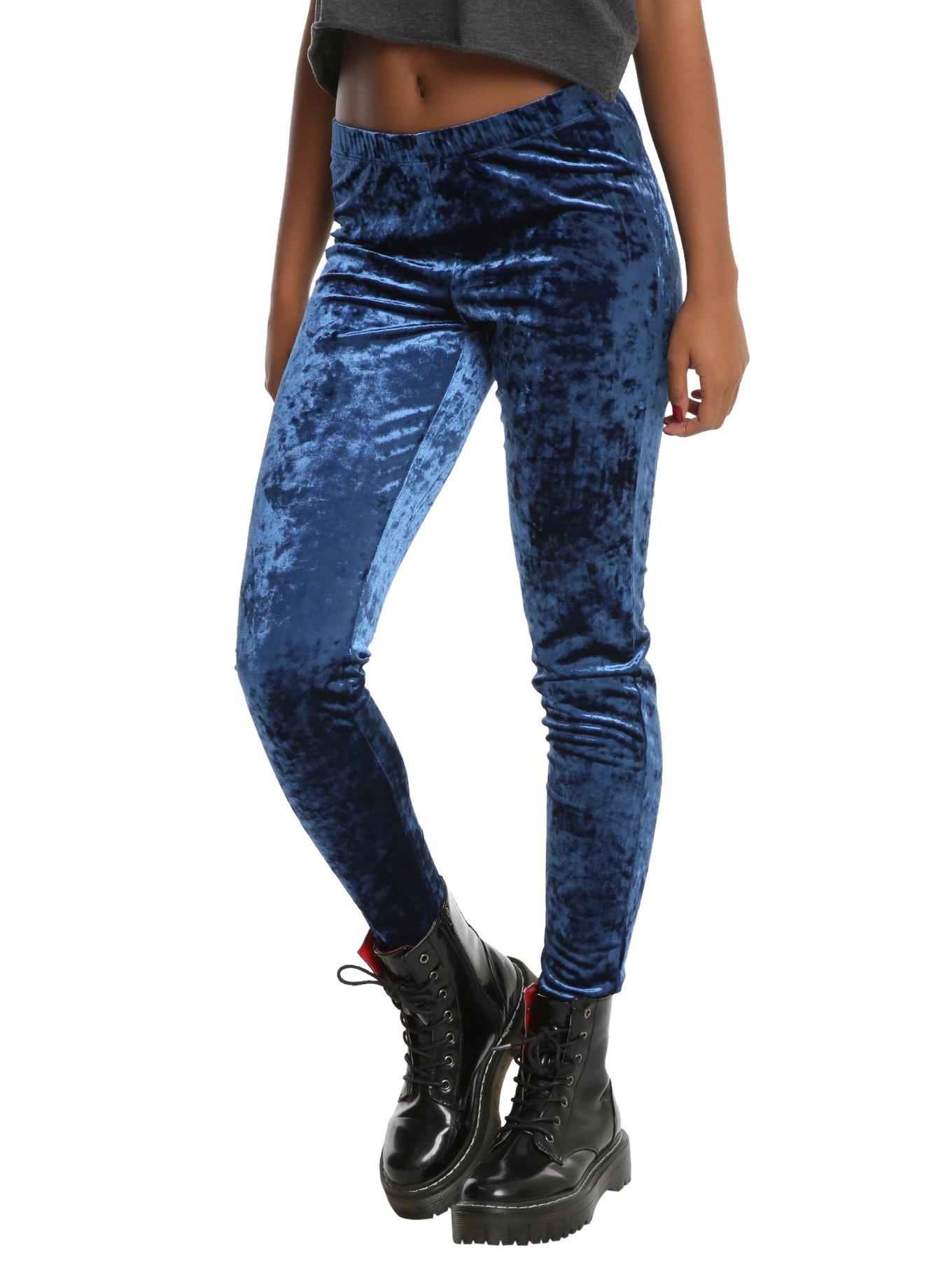 Blackheart Blue Velvet Leggings, NAVY, hi-res